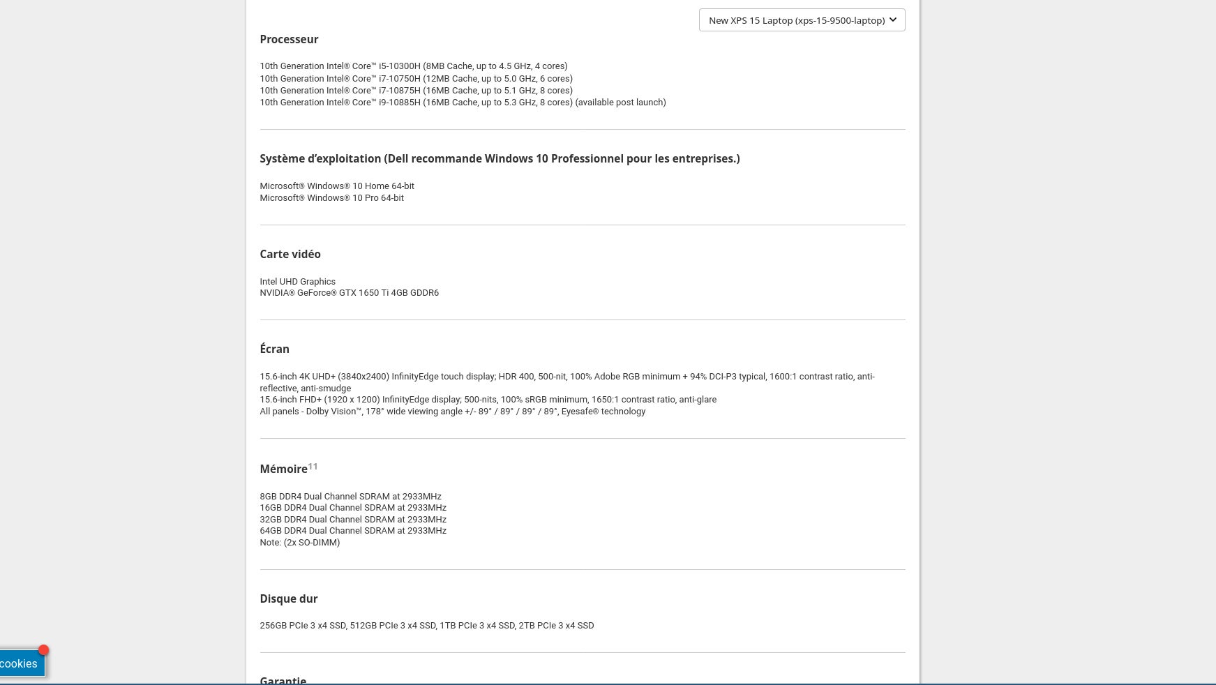 Here’s a leaked listing from Dell France showing the upcoming XPS 15's specs. 