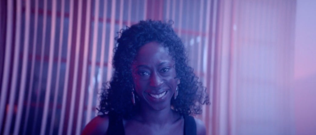 A woman (Nikki Amuka-Bird) celebrates her anniversary in VR in Kate Cox’s Vert.