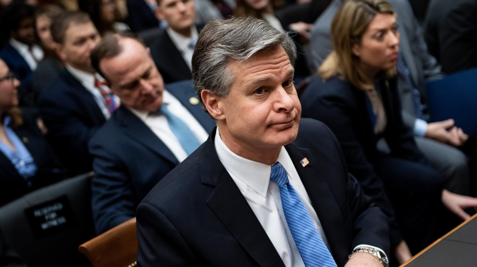 FBI Director Christopher Wray arrives at a full committee hearing on “Oversight of the Federal Bureau of Investigation” on Capitol Hill February 5, 2020, in Washington, DC.