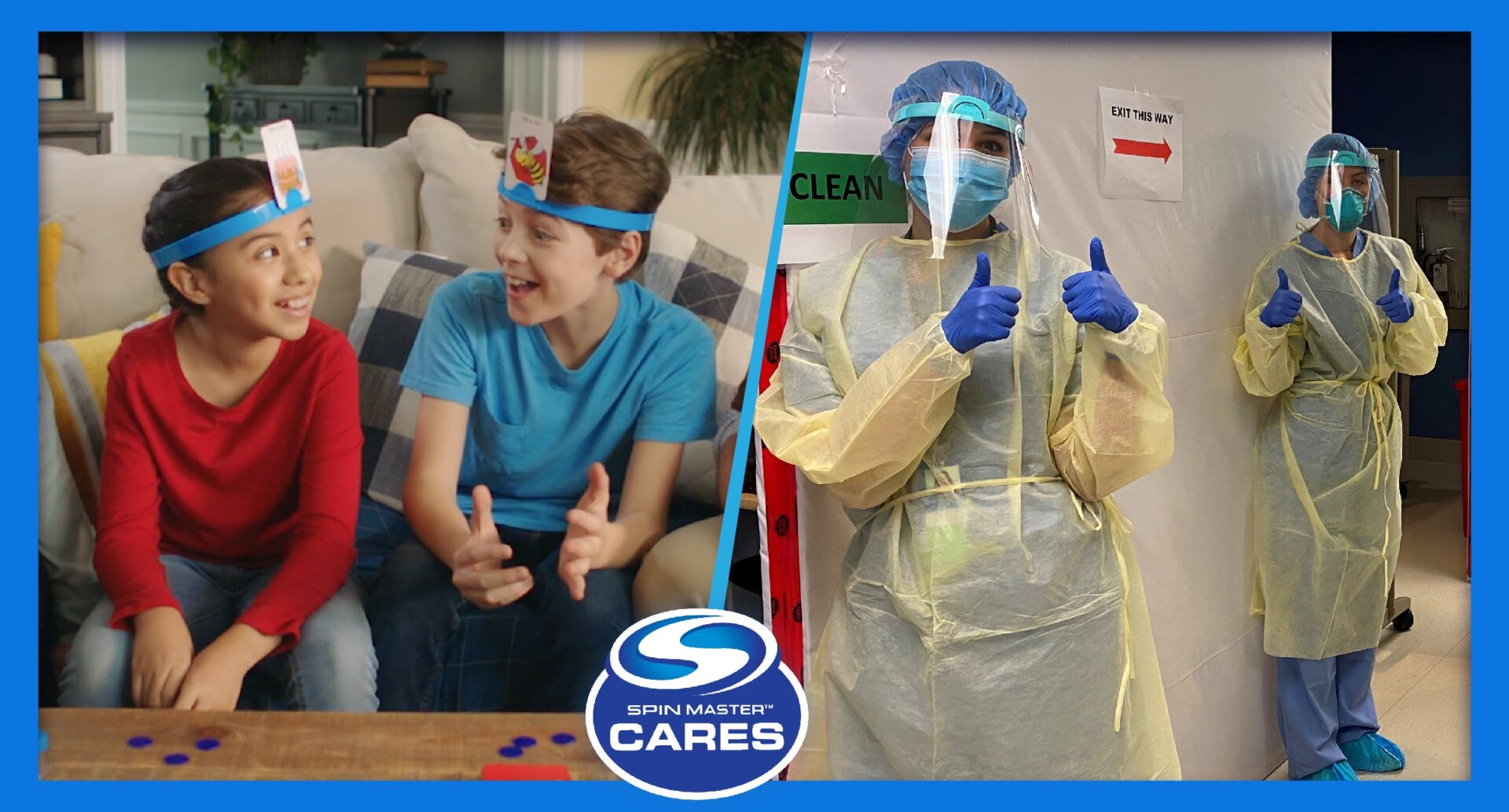 Spin Master’s Headbanz game (left) has been repurposed for the front lines (right). 