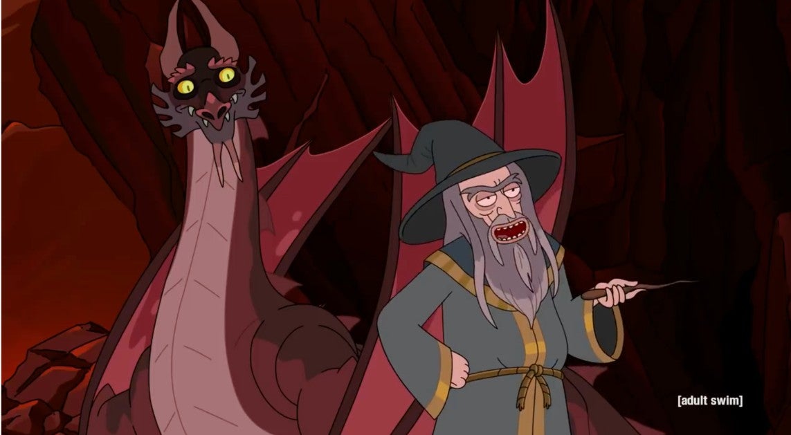 When fantasy smashes rudely into sci-fi (Rick and Morty co-creator Dan Harmon plays the wizard, in case you were wondering).