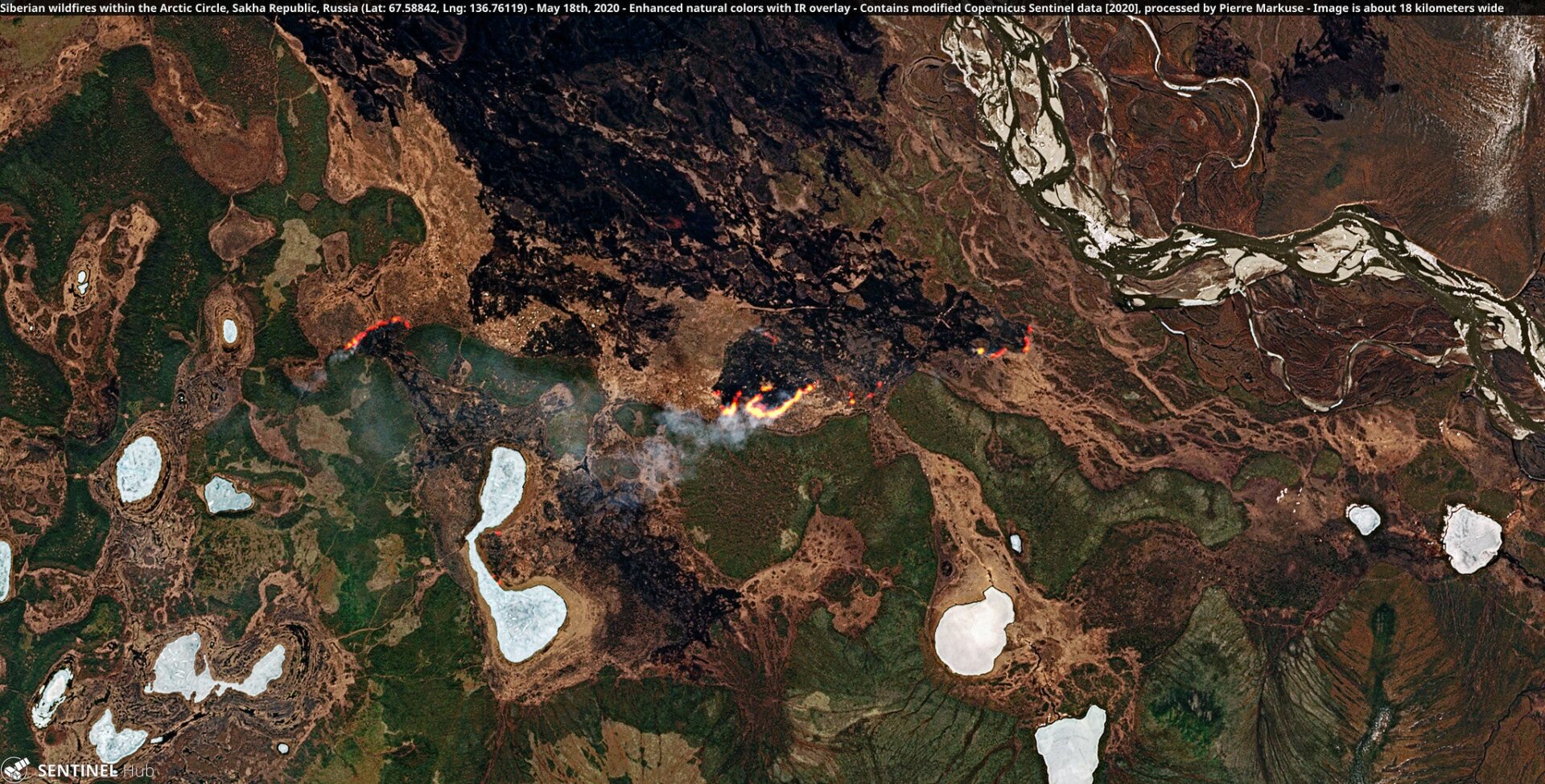 Siberian wildfires within the Arctic Circle
