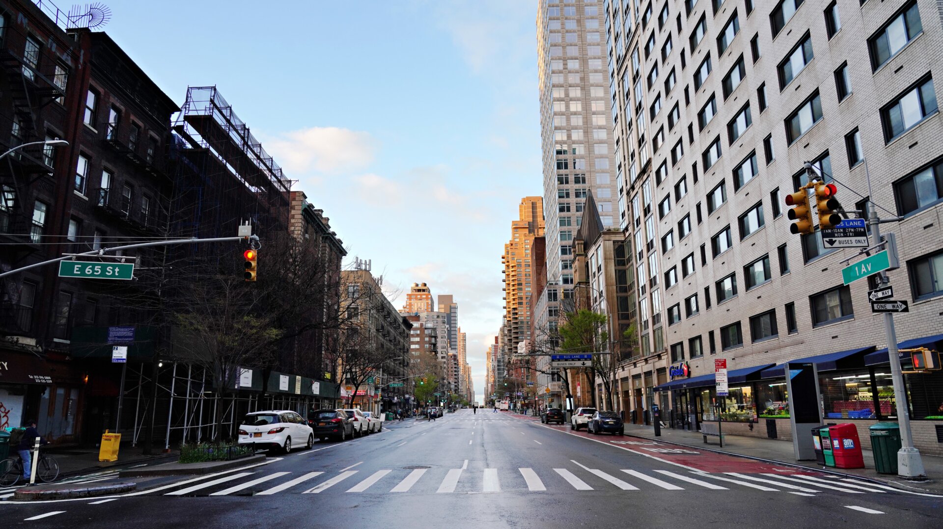 Quiet New York City streets during the pandemic.