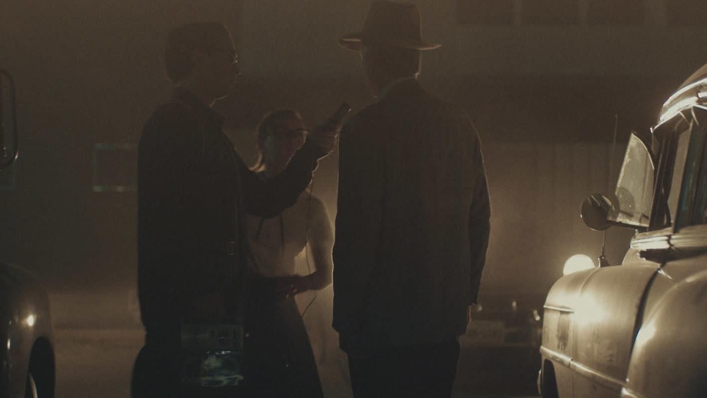 Everett and Fay do some recording.