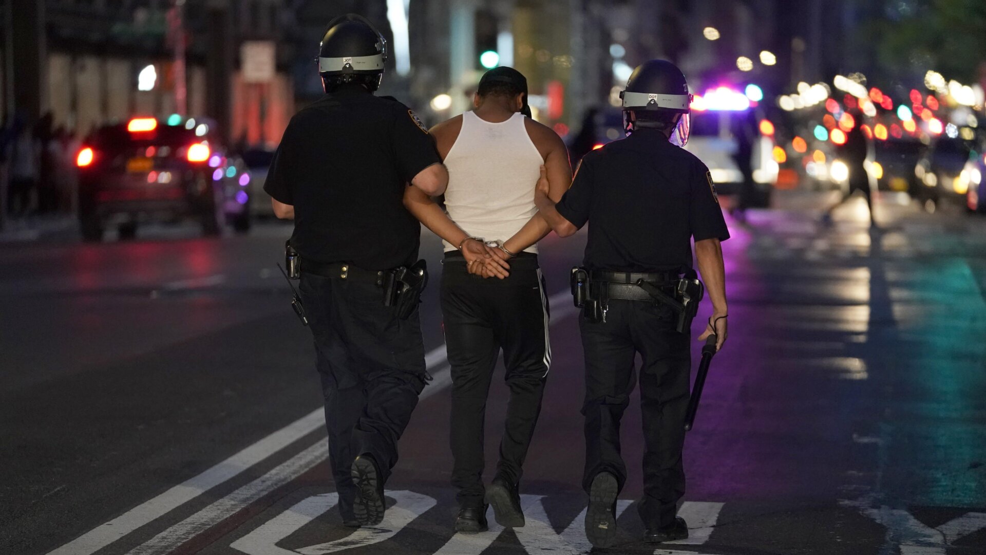 Police arrest a protester in New York on June 1, 2020.