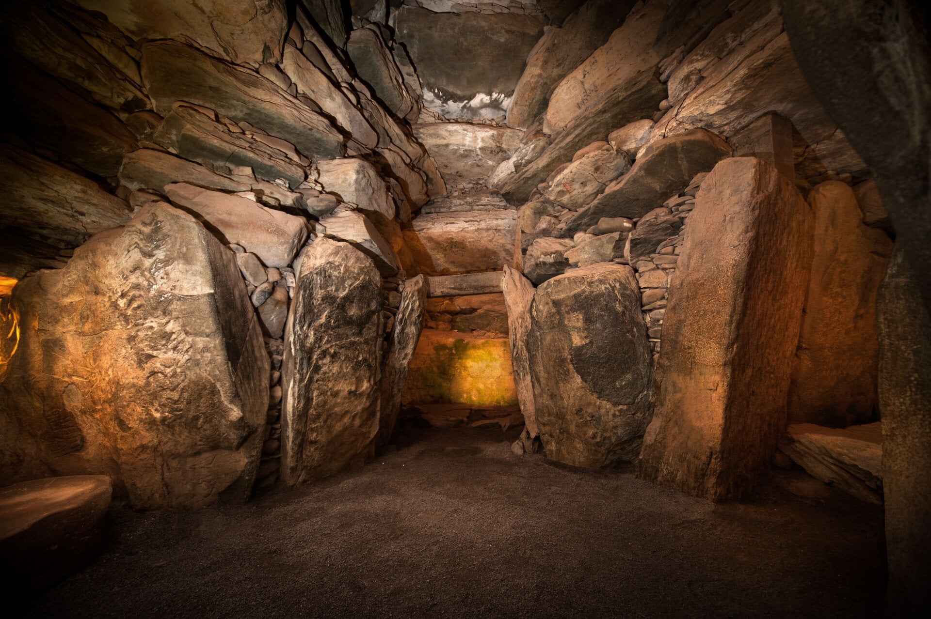 An interior portion of Newgrange passage tomb.