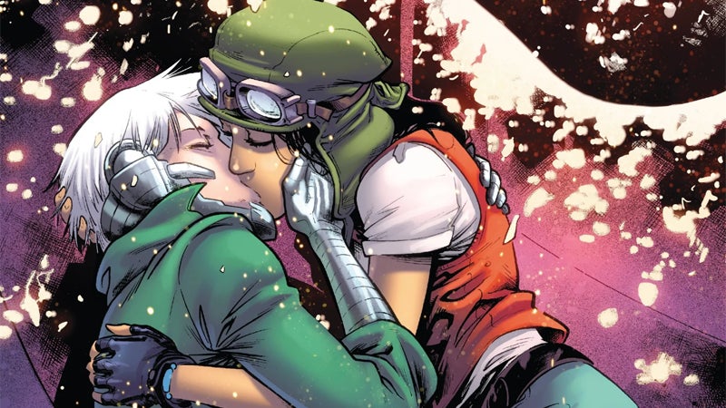 Aphra and Tolvan lock lips.
