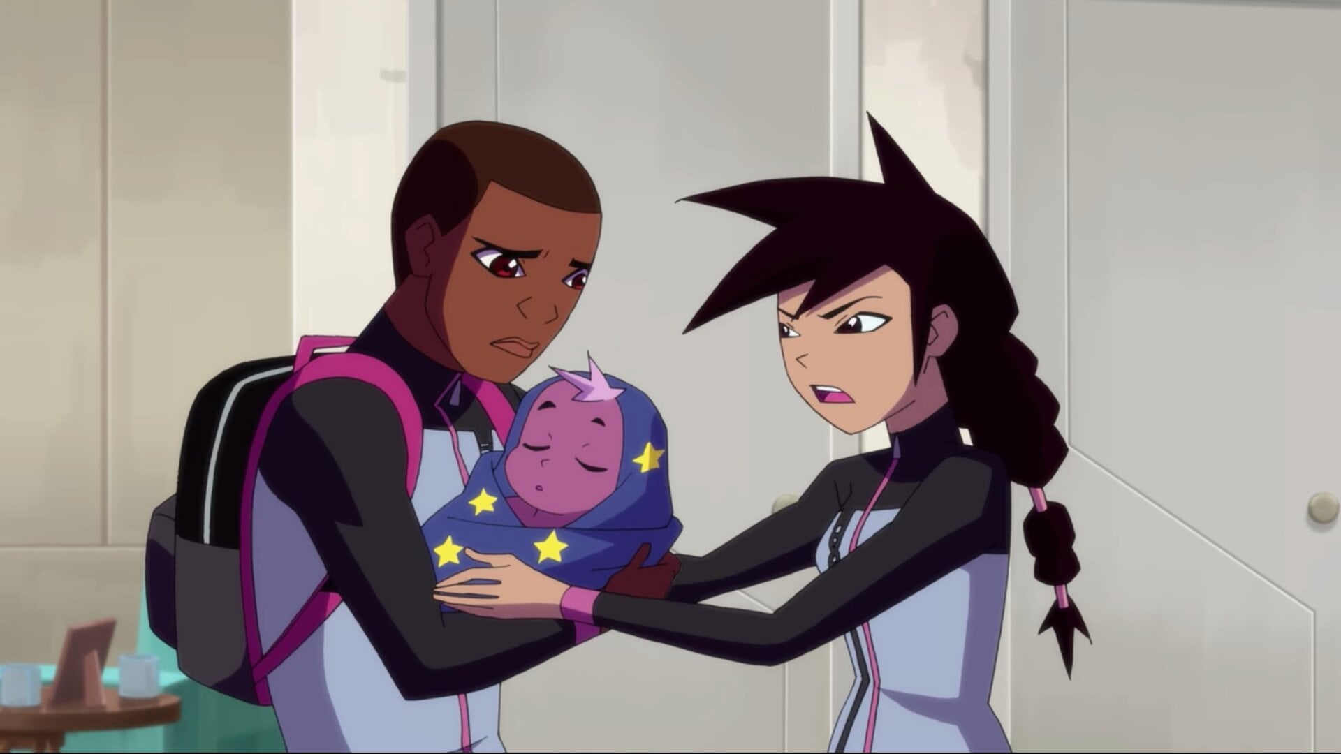 Song Oak (Jee Young Han) sends her child away.