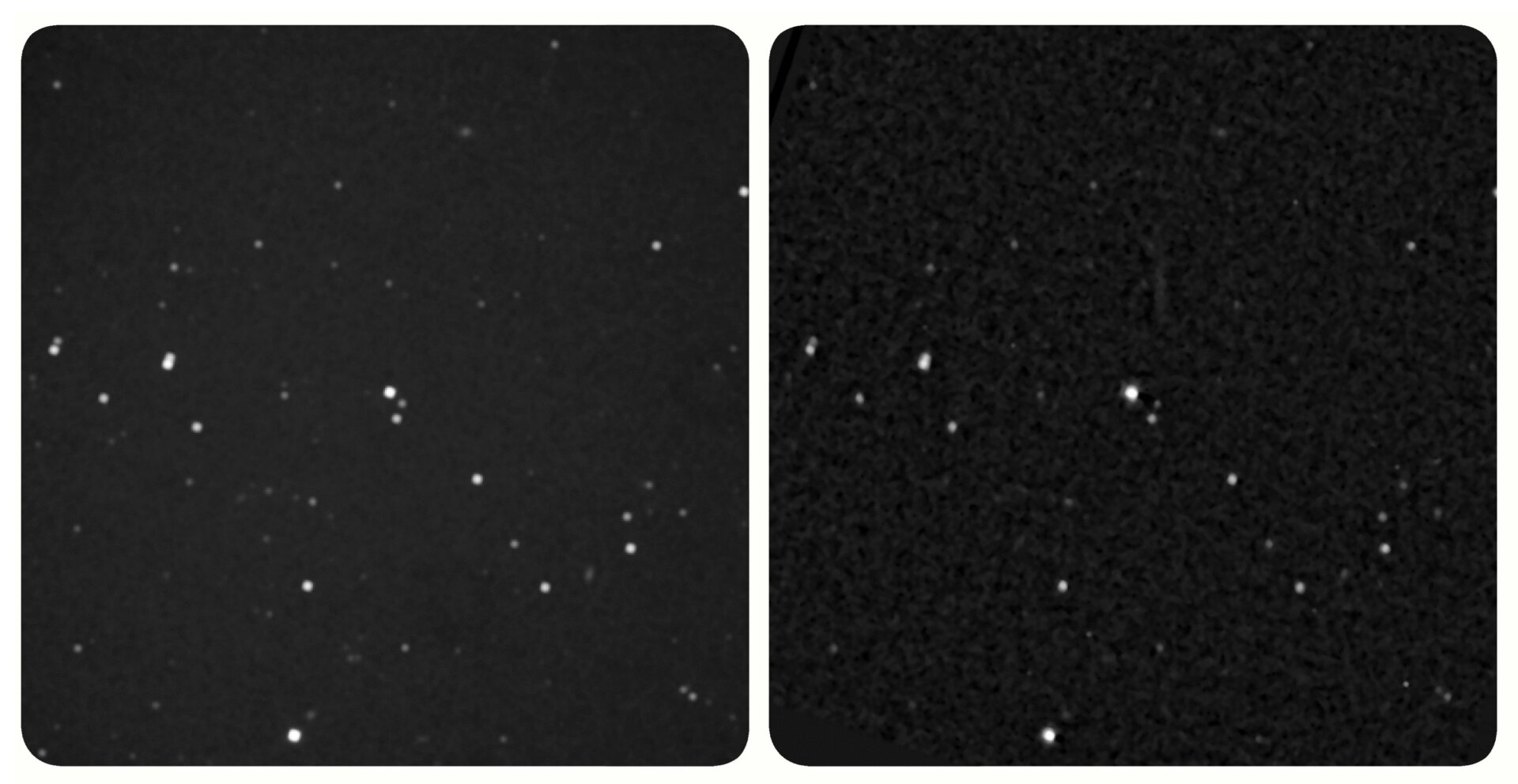The parallax view of Wolf 359. The New Horizons image is on the left.