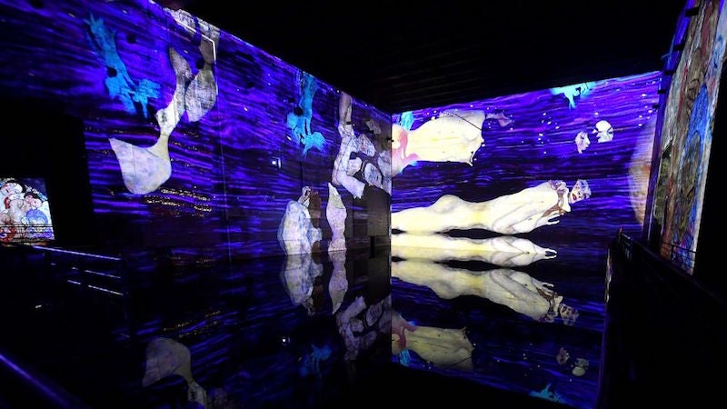 The walls at Bassins de Lumières sometimes look like they go on forever.