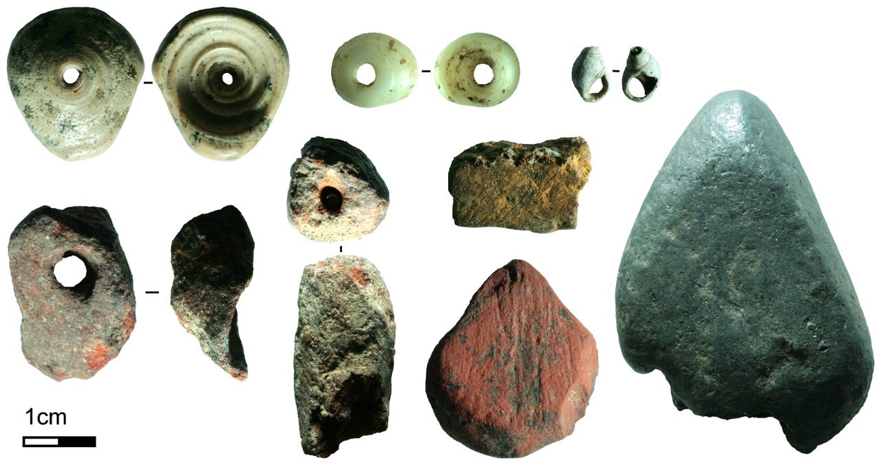 Various beads found at Fa-Hien Lena.