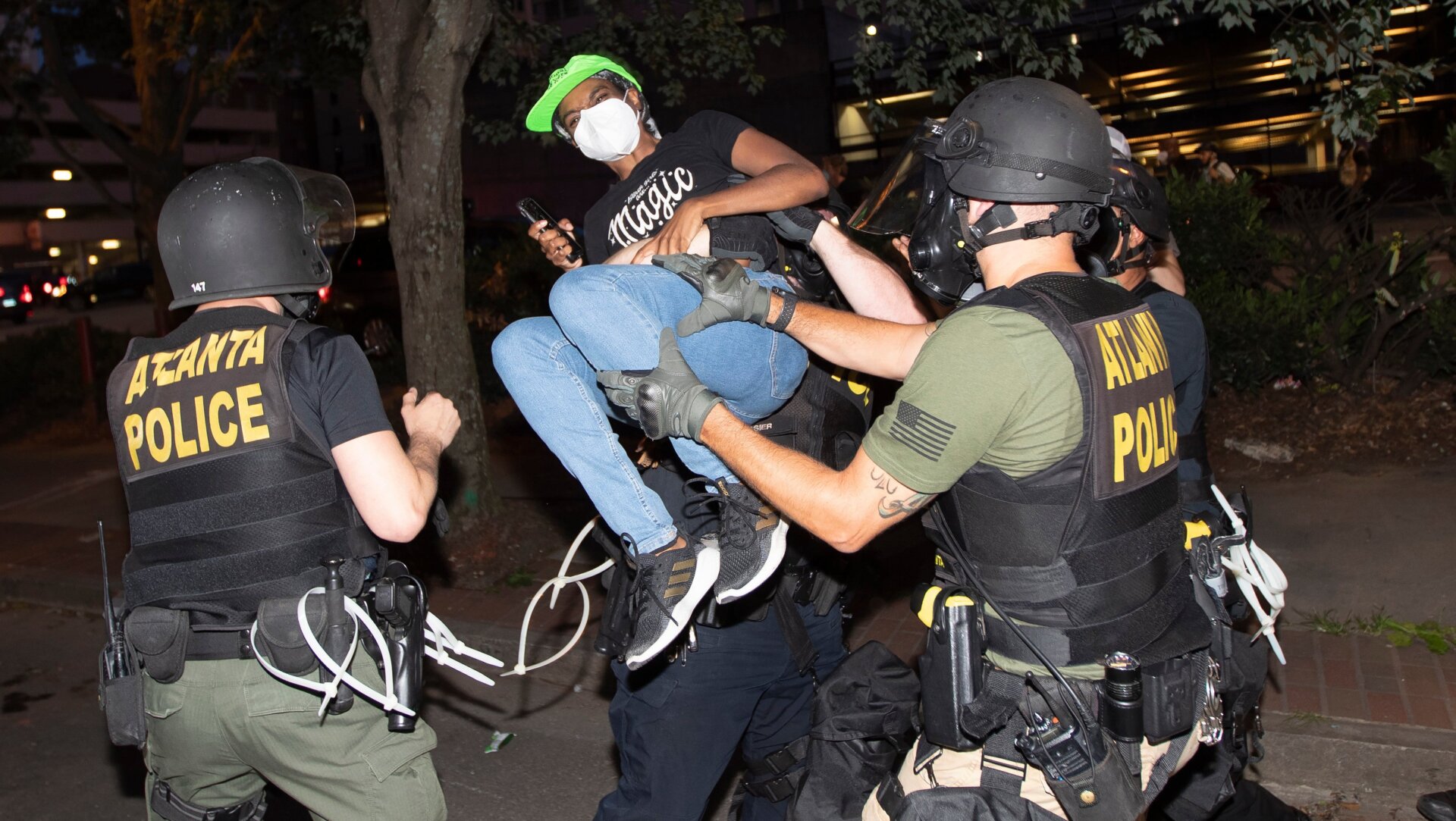 A protester being arrested by police in Atlanta, Georgia on June 1.