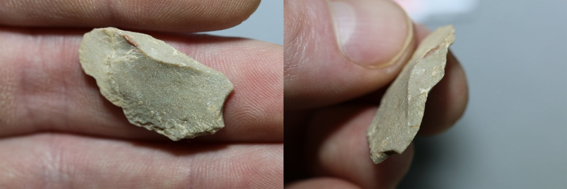 A stone tool, made from limestone, found at Chiquihuite Cave in Mexico.