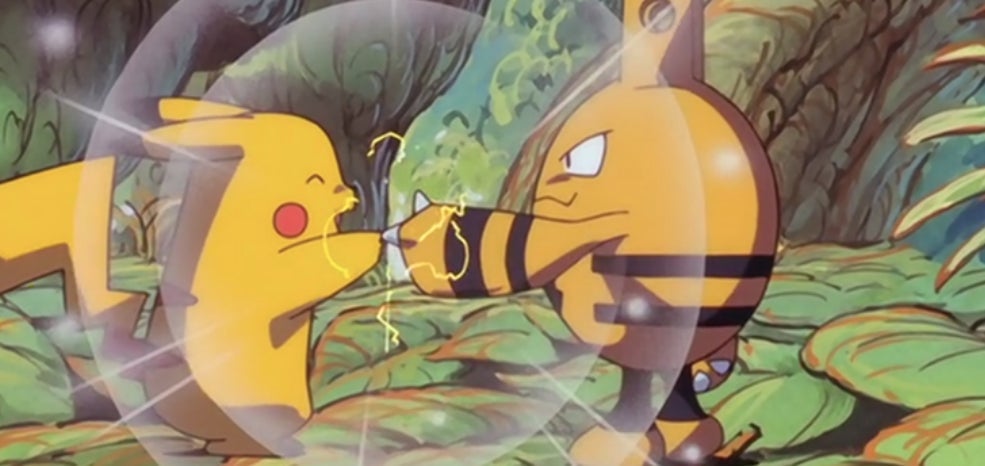 Pikachu and Elekid bonding.