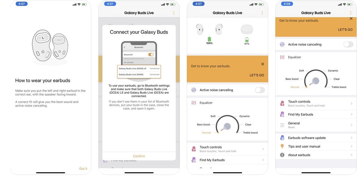 Here’s a screenshot from the iOS Galaxy Buds app captured from a listing on Apple’s App Store. 