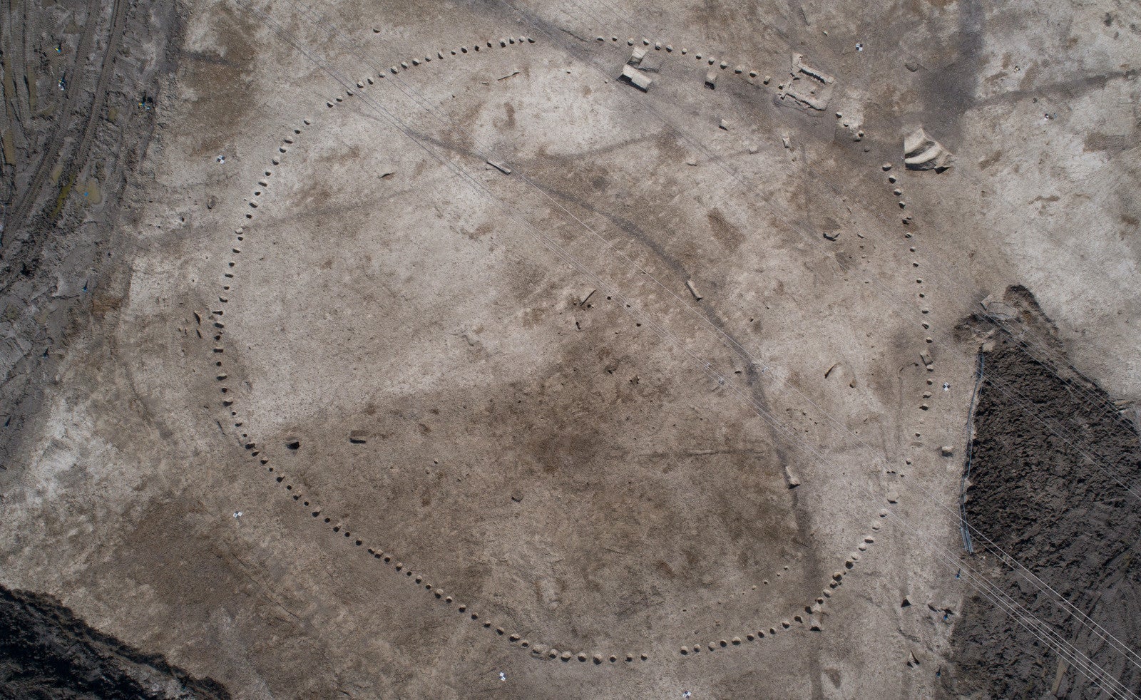 An aerial view of the circular monument.