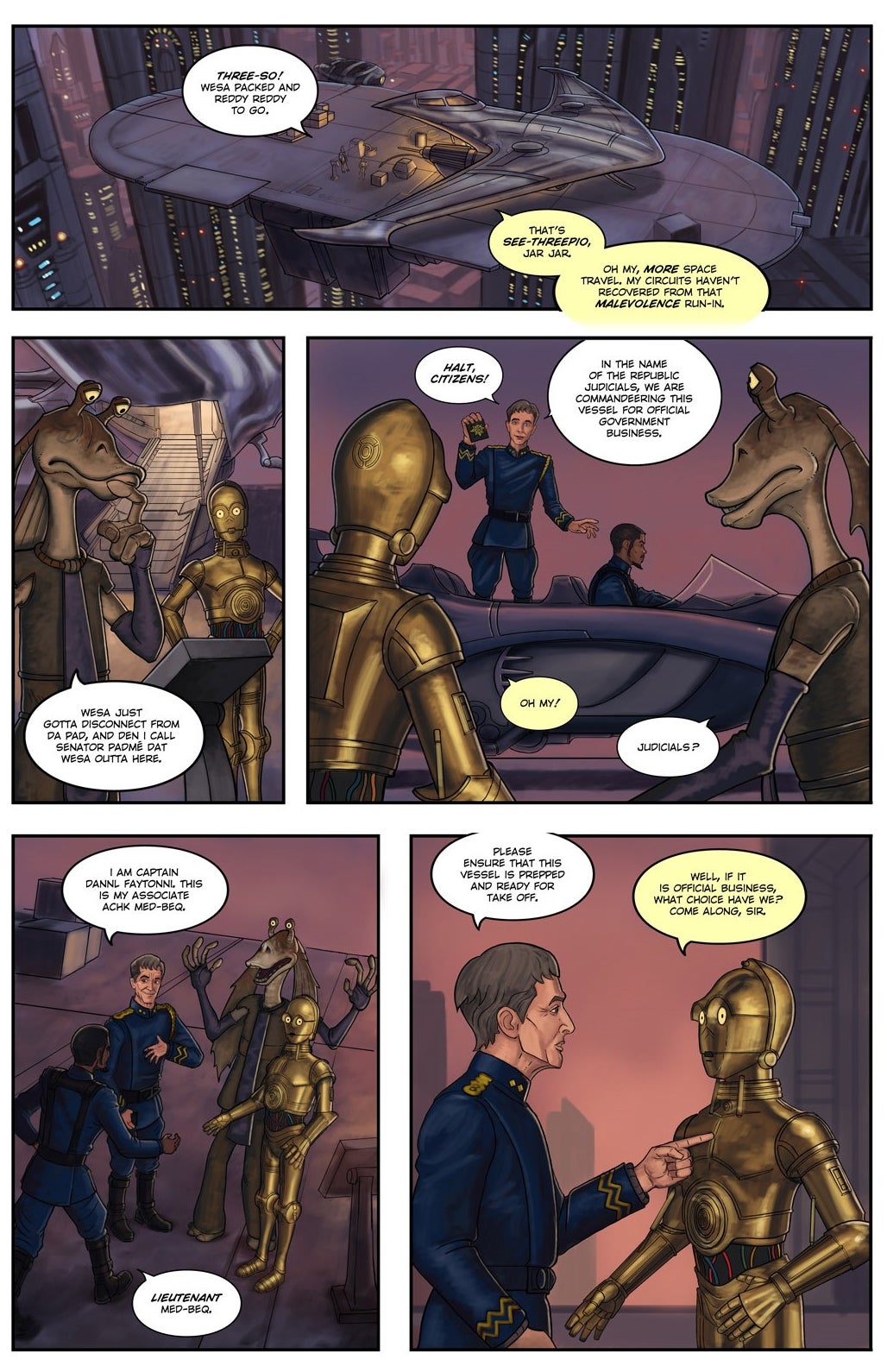 C-3PO and Jar Jar meet Anthony Daniels and Ahmed Best. Sort of.