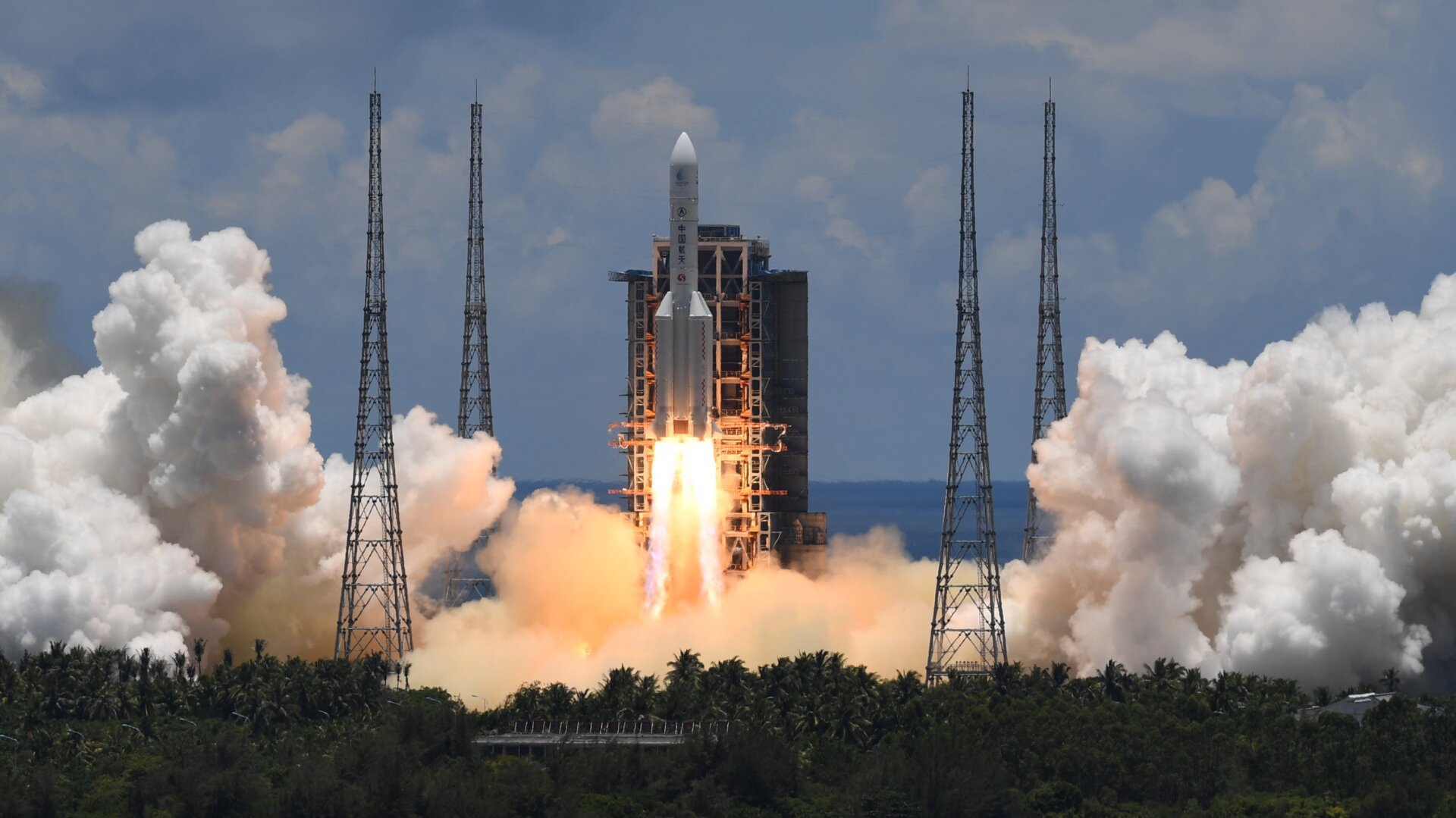 A Long March-5 rocket launches from Wenchang Space Launch Center in southern China’s Hainan Province on July 23, 2020.