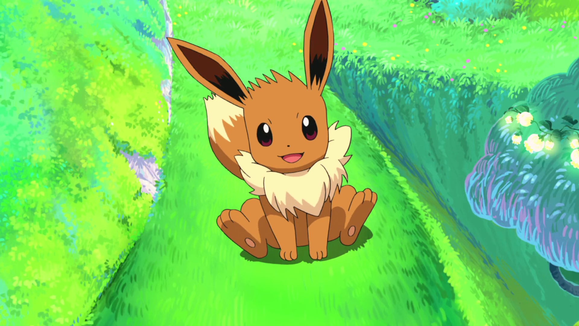 An Eevee, having fun.