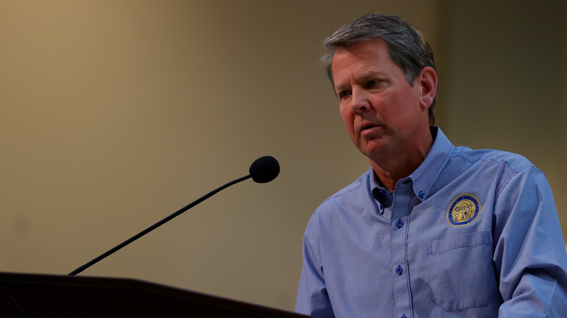 File photo of Georgia’s dimwitted Governor Brian Kemp on April 27, 2020.