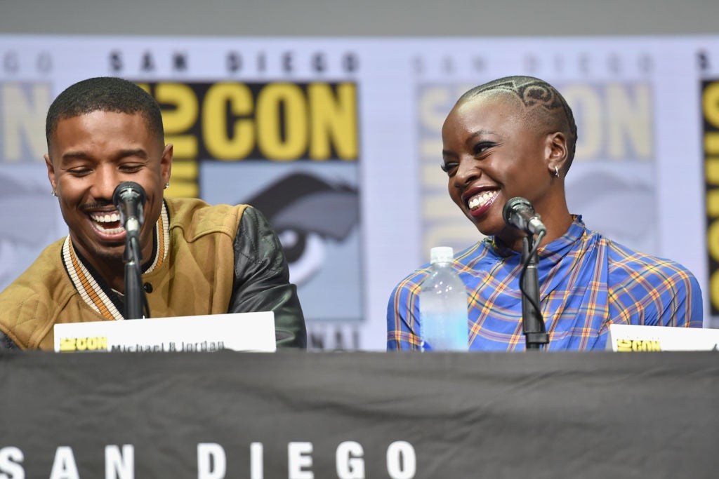 Michael B Jordan and Danai Gurira at Comic-Con 2017.