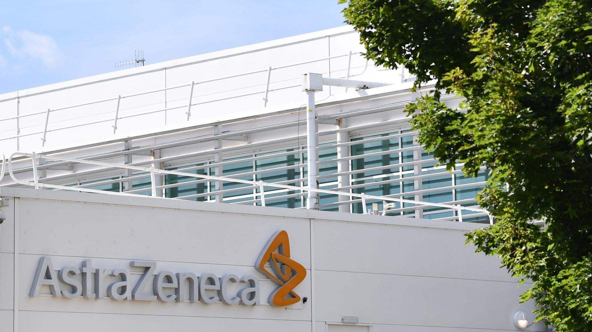 A sign outside the AstraZeneca factory in Liverpool, England. The company has pledged to mass-produce and sell doses of the vaccine developed by researchers from Oxford University, should it prove effective in preventing covid-19.
