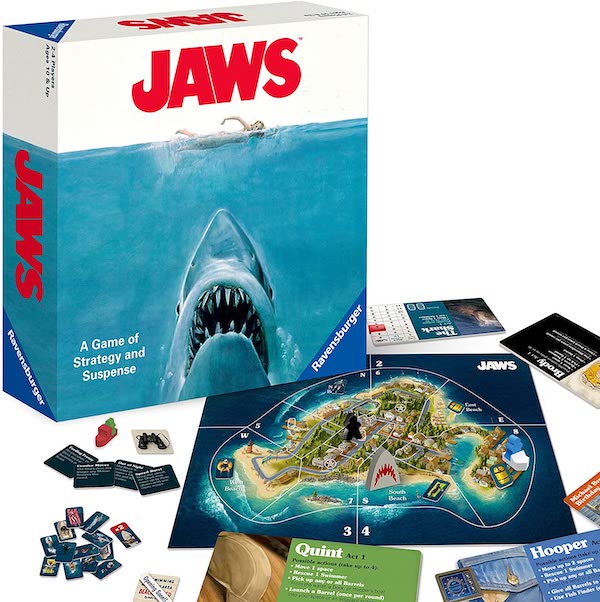 A look at the box art and board for Jaws.