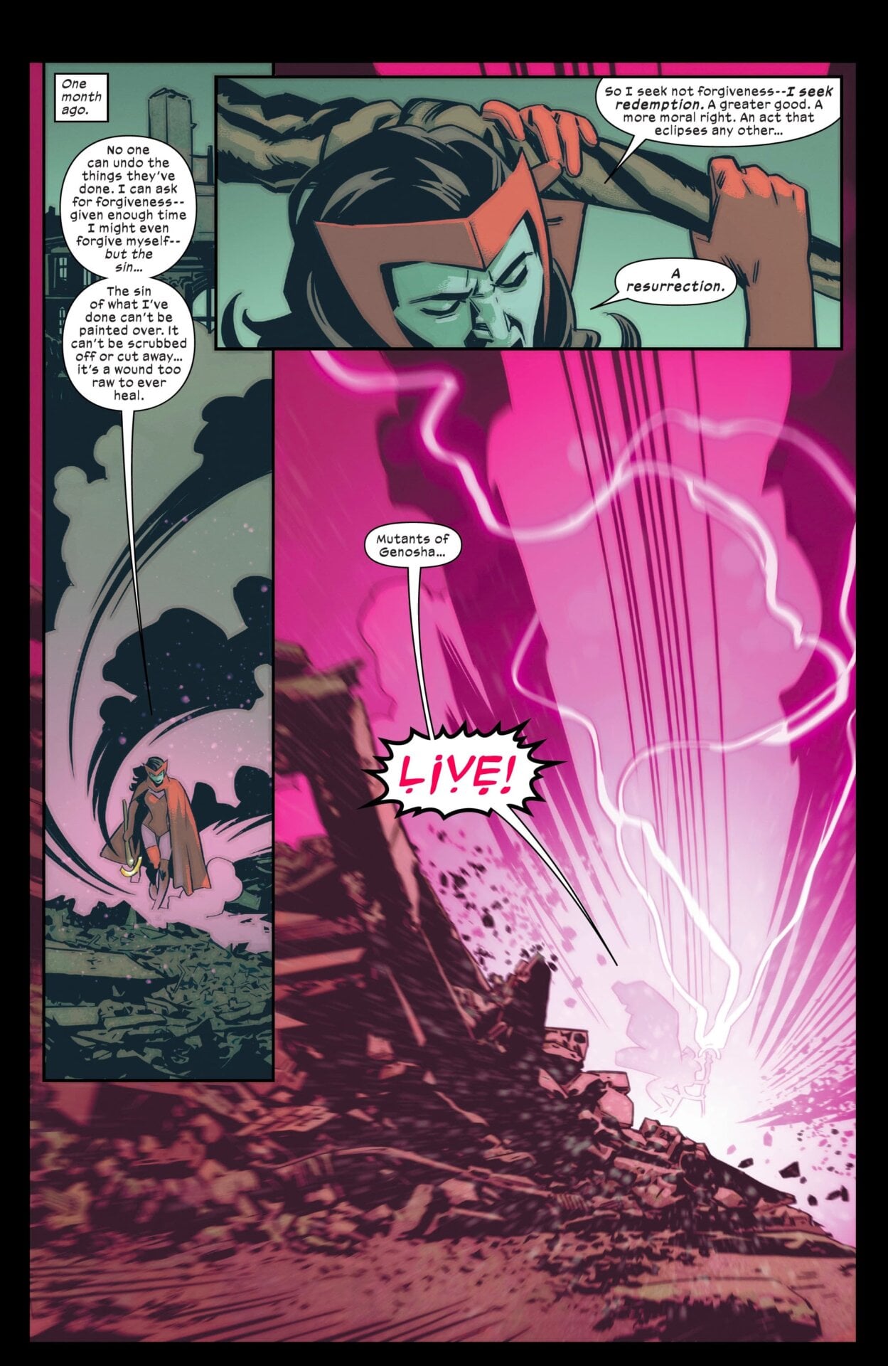 Wanda trying to resurrect the dead mutants of Genosha.