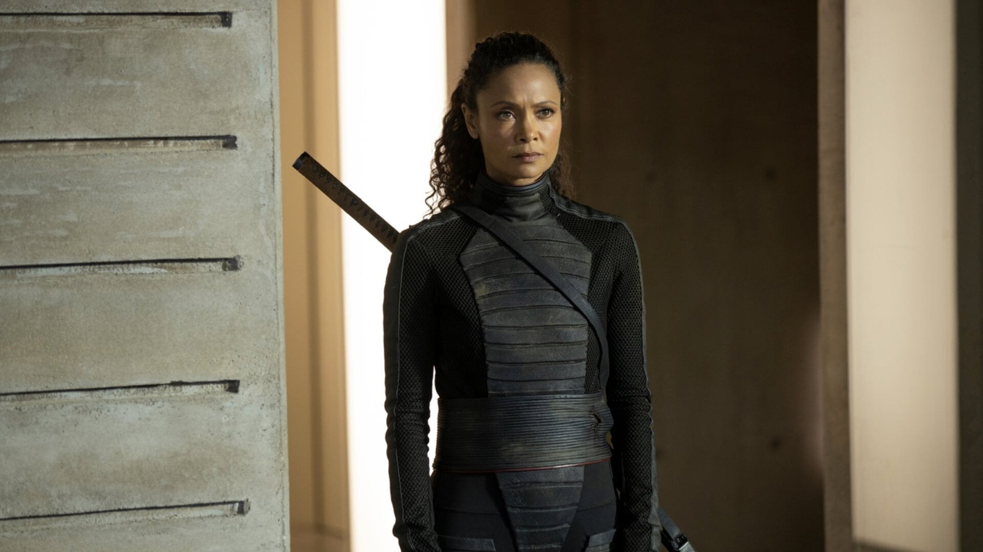 Maeve (Thandie Newton) emerges as a katana-wielding assassin in season three of Westworld.