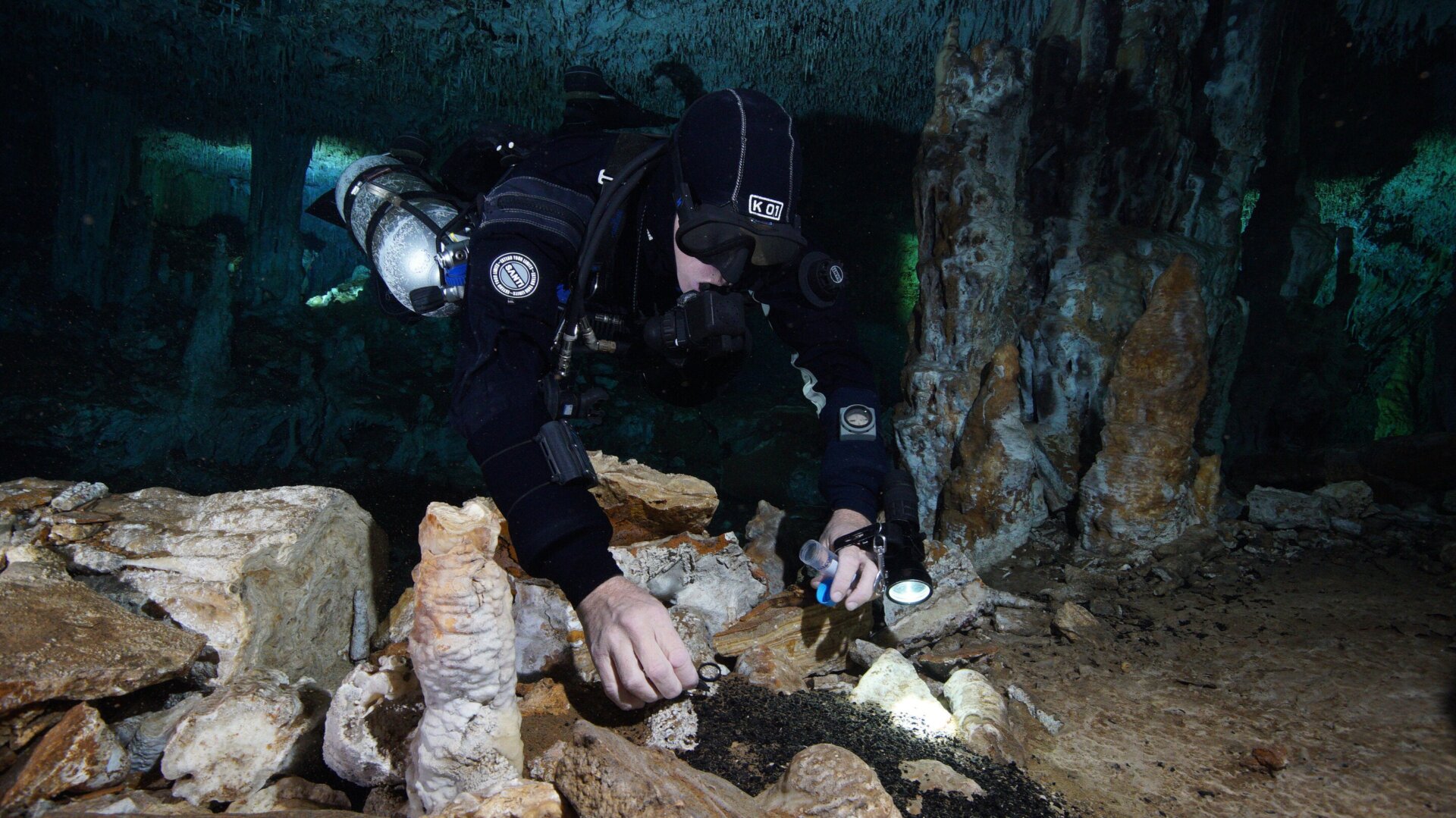 A diver taking samples. 