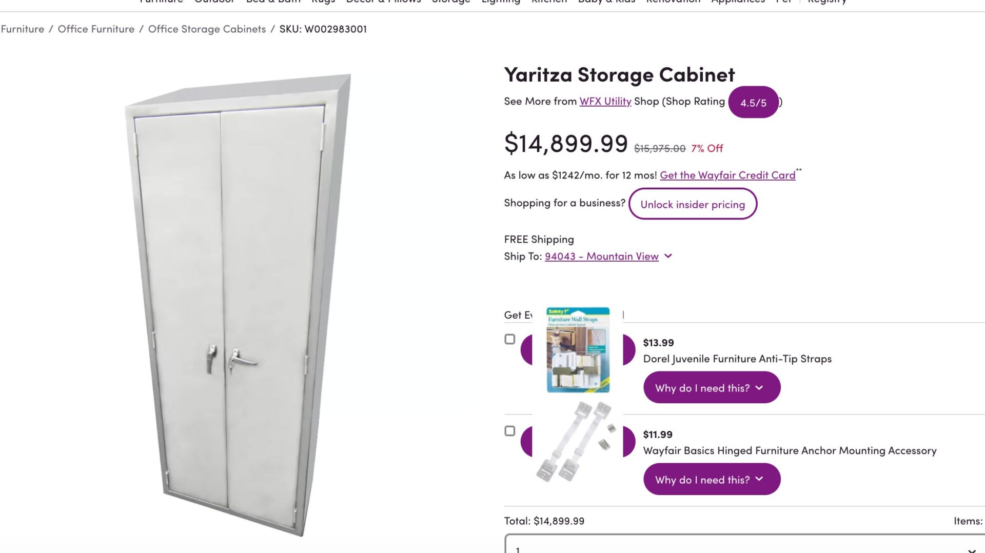 Image: Screengrab, Wayfair, Google Cache