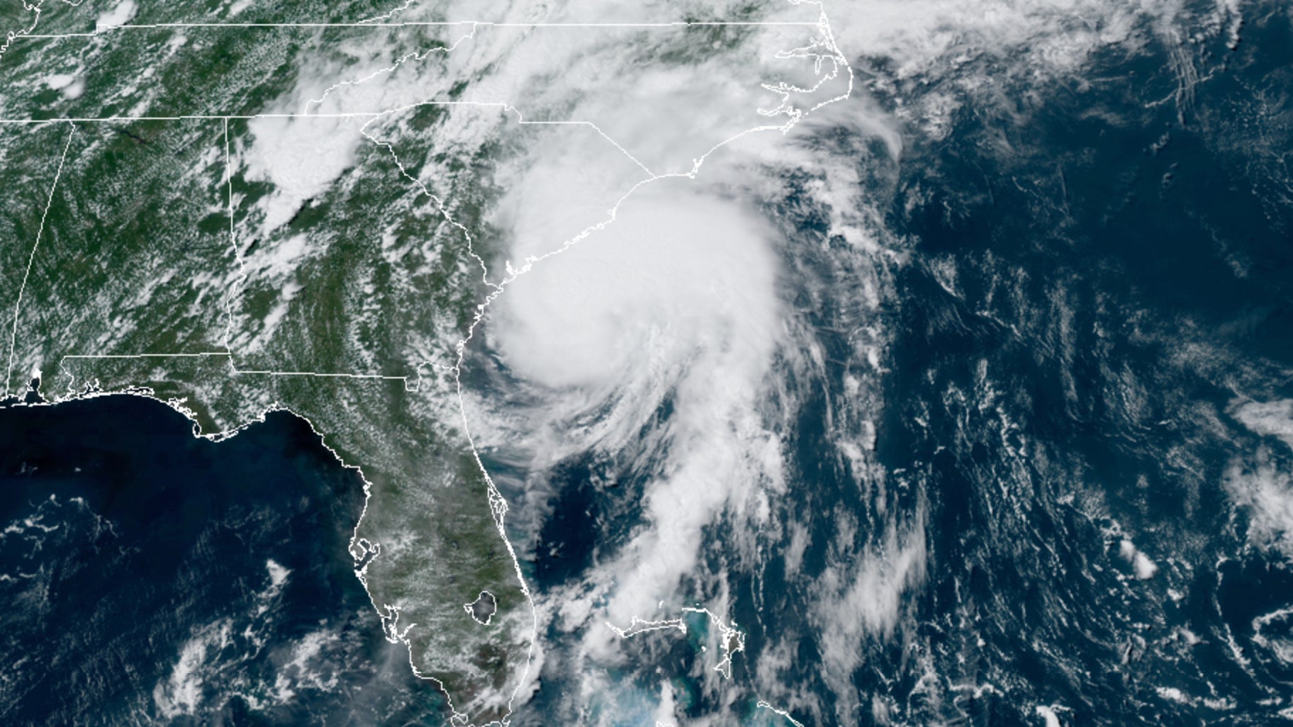 Then-Hurricane Isaias off the South Carolina coast immediately prior to making landfall.