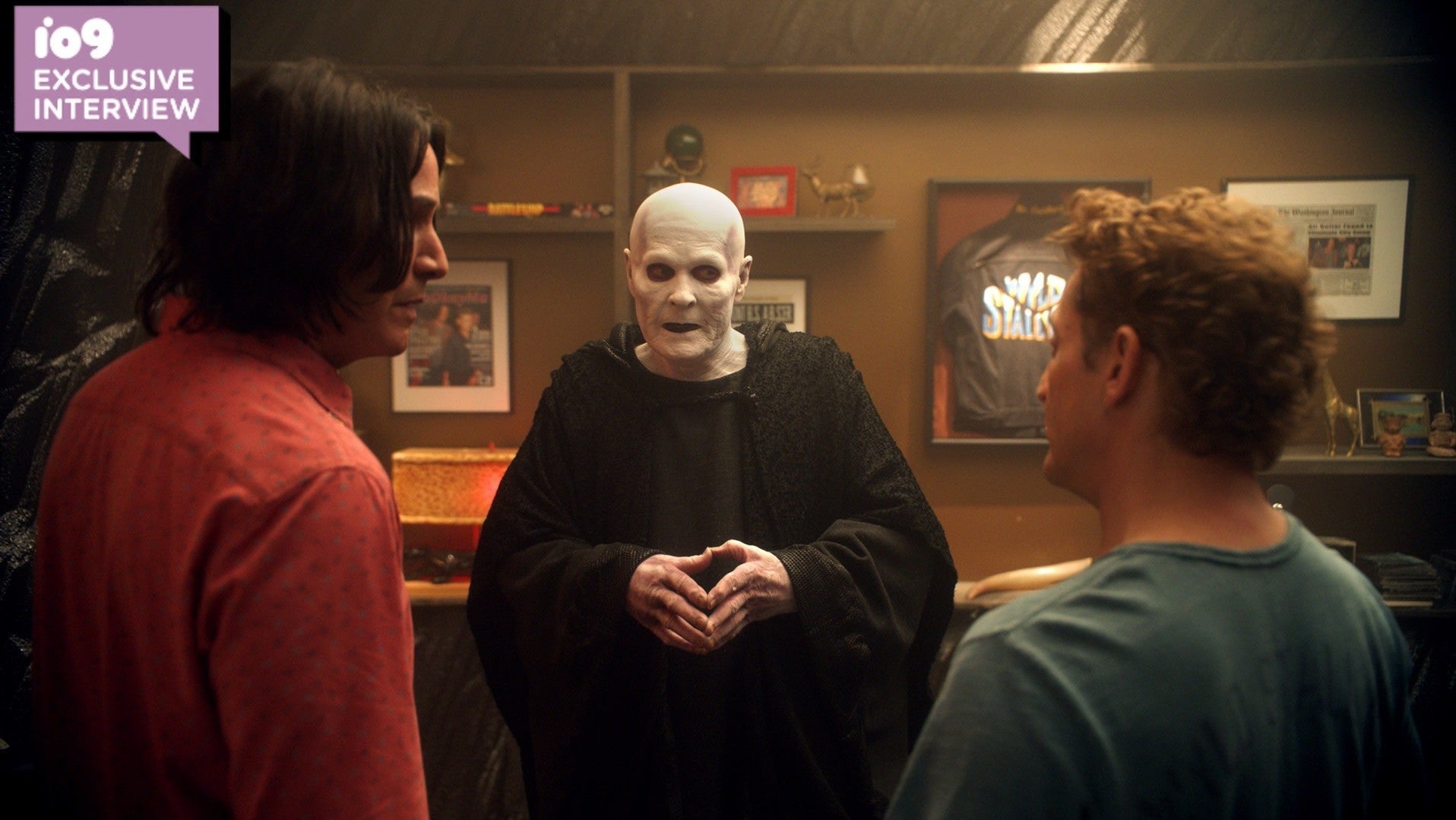 Death (William Sadler) has a word with his old pals Ted (Keanu Reeves) and Bill (Alex Winter) in Bill & Ted Face the Music.