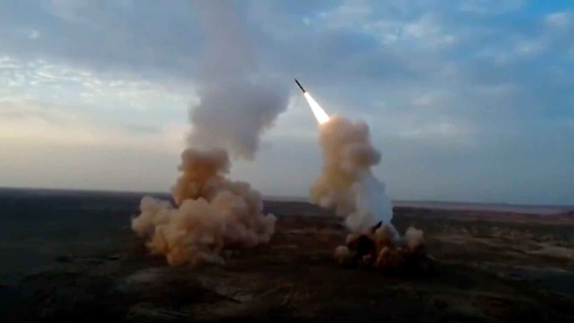 The IRGC firing ballistic missiles during a live-fire exercise in a photo released July 28, 2020. This photo was released by the IRGC and cannot be independently verified.
