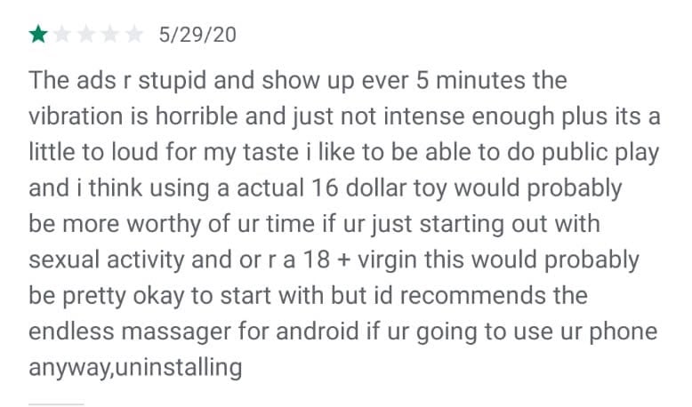 Screenshot: Review of strong vibration massage for women