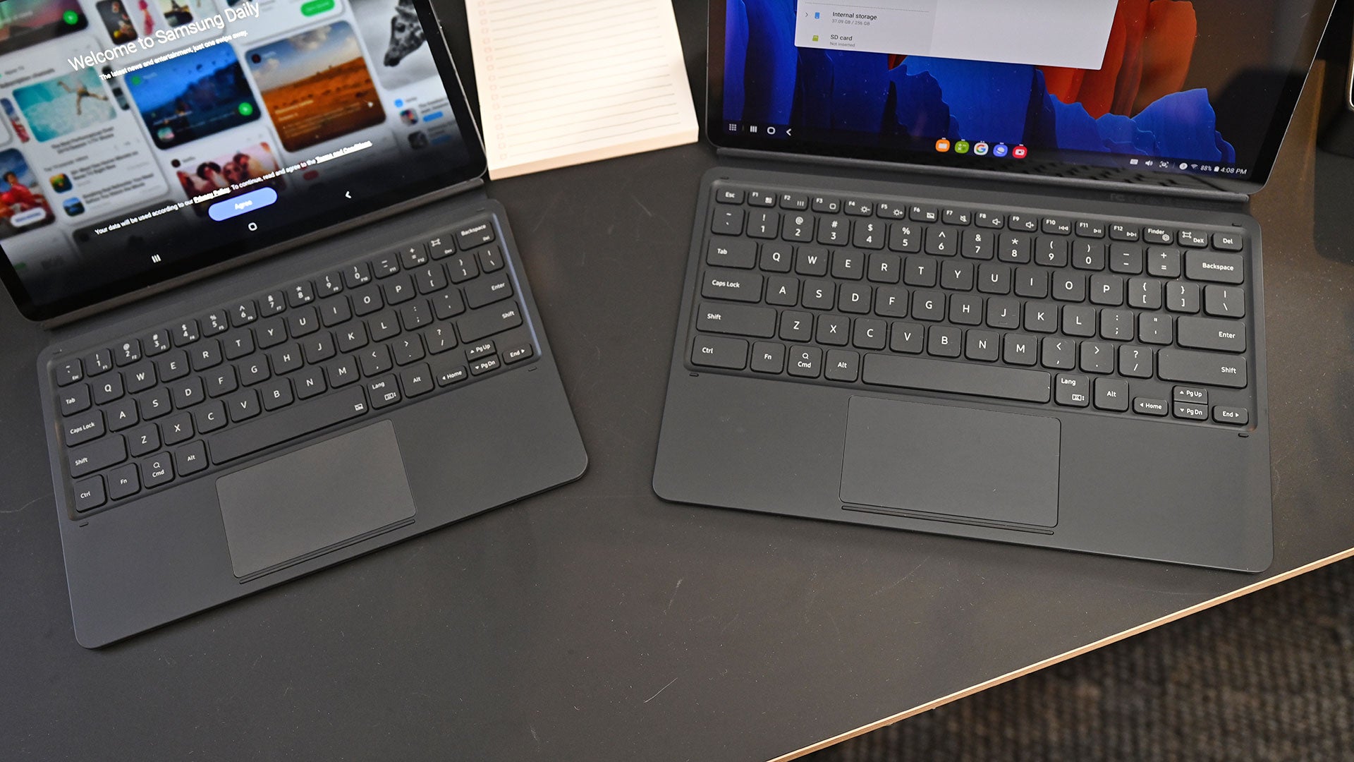When it comes to productivity, the Tab S7+’s larger screen and extra row of keys should make it a more capable choice.