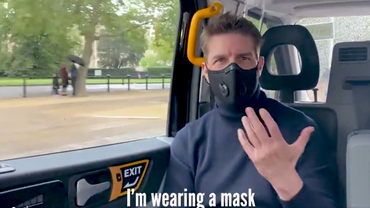 Tom Cruise is wearing a mask. The bad kind.