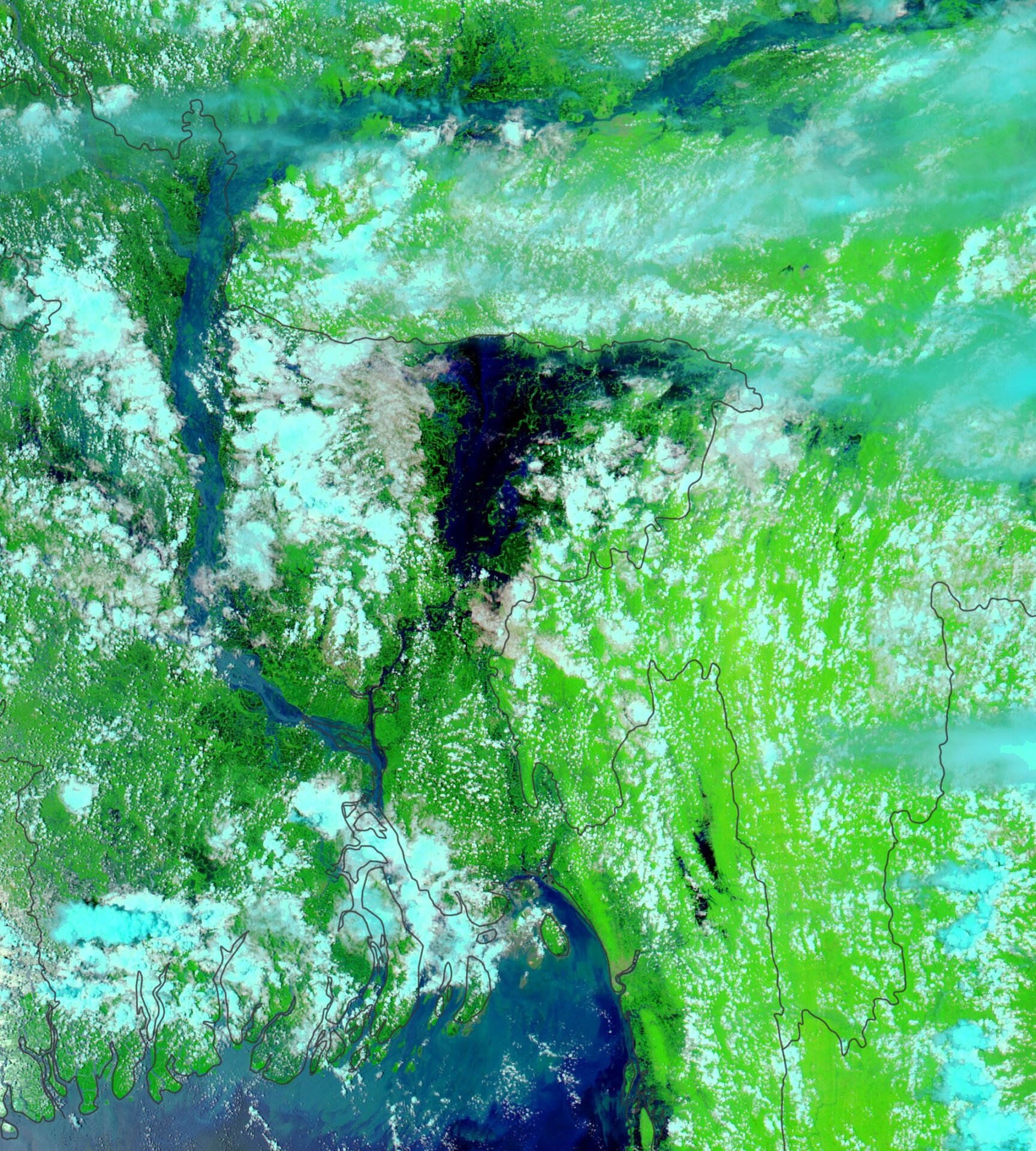 Satellite image over South Asia from June 25, 2020