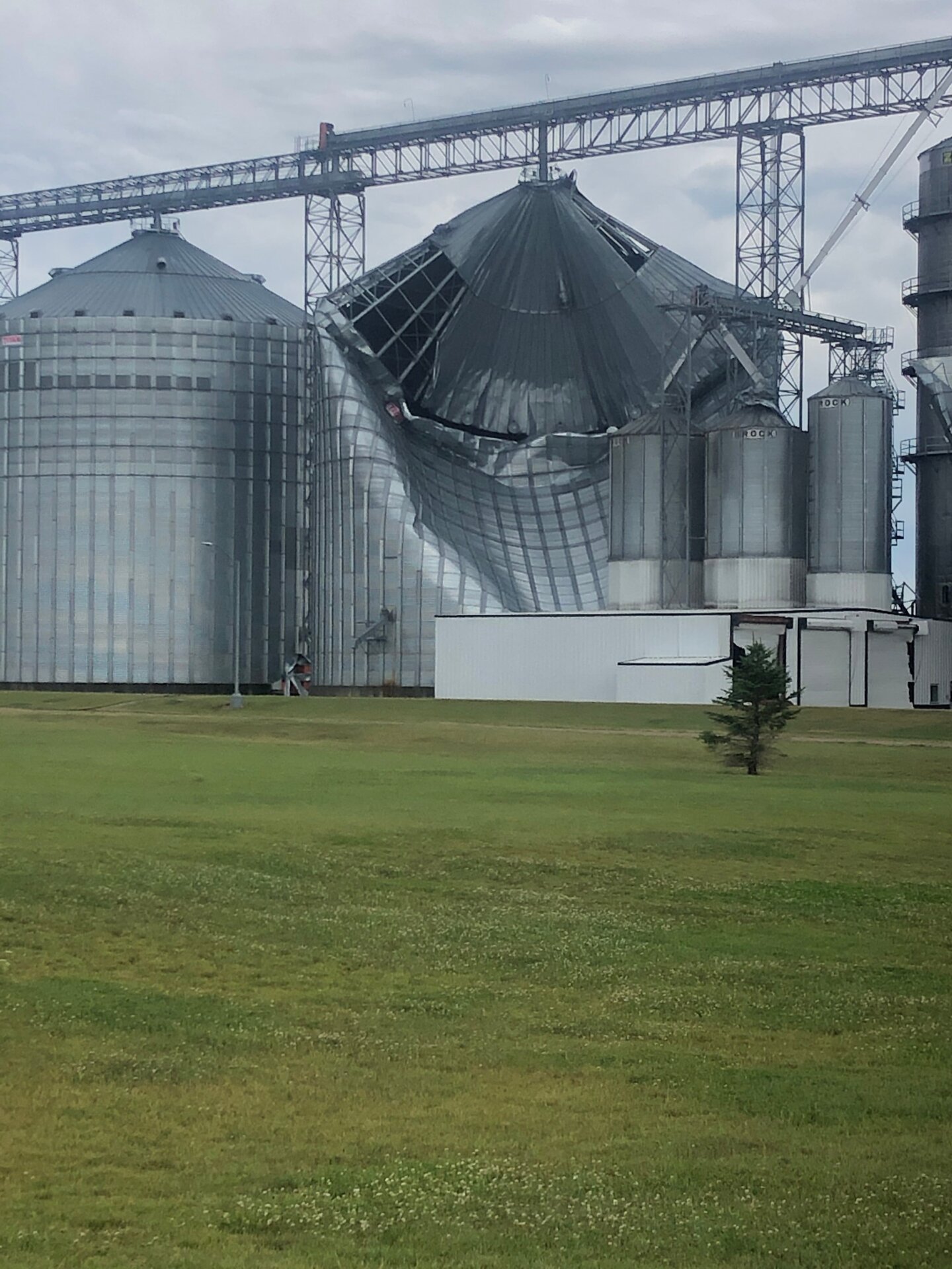 A 1.5 million bushel corn storage facility 7 miles north of Tama Toledo, destroyed by the derecho