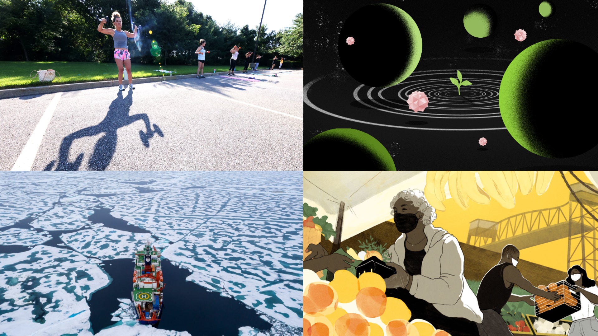 Clockwise from left to right: Al Bello (Getty Images), Benjamin Currie/Gizmodo, Steffen Graupner/MOSAiC and Angelica Alzona.