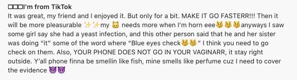 Thank God that at least some people are not putting their phone into their vagina.