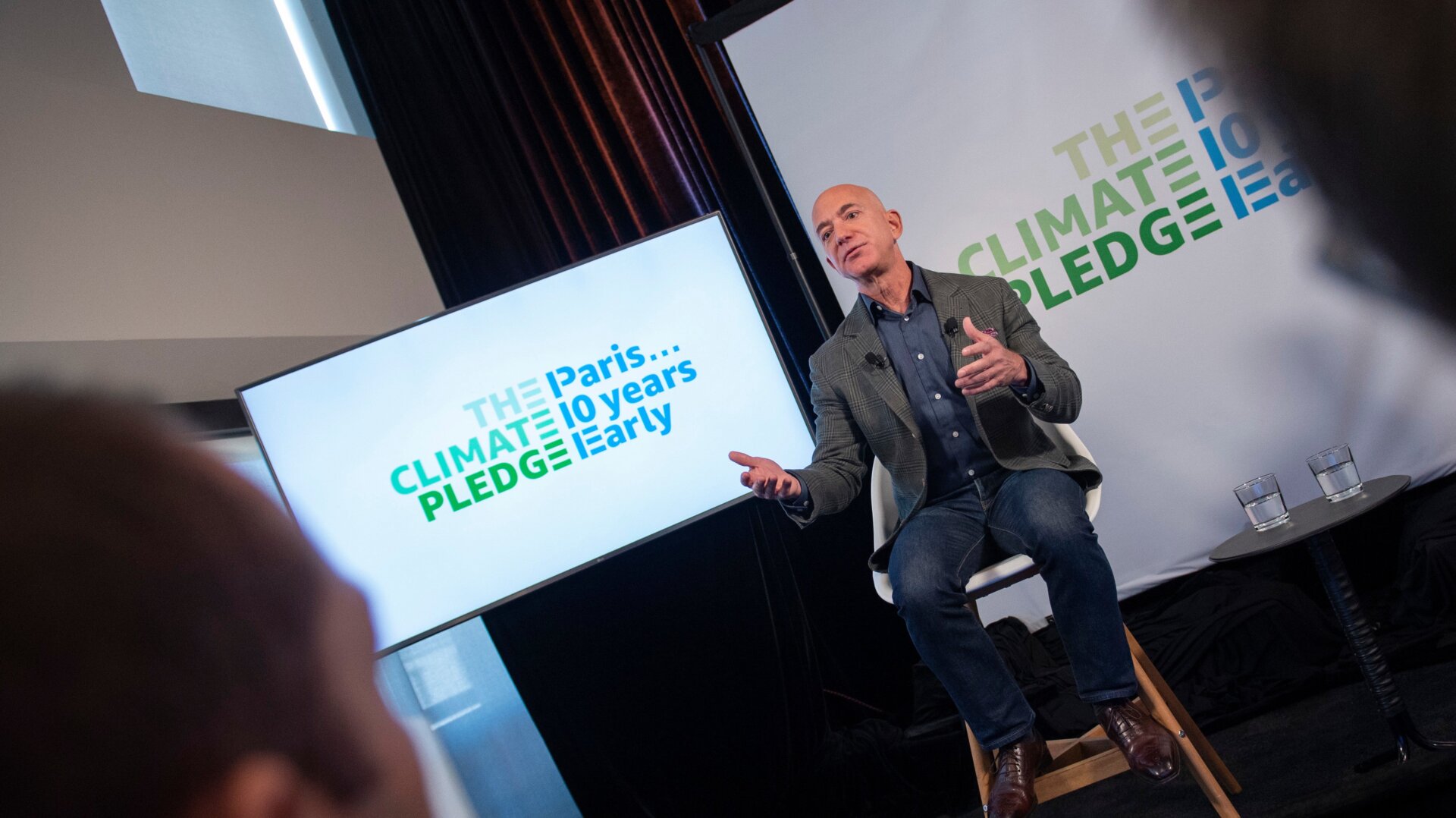 Jeff Bezos touting Amazon’s Climate Pledge, which benefits Amazon.