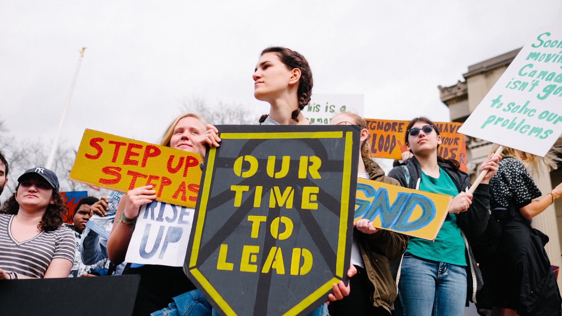 Sunrise Movement members at a Columbia University rally in March 2019.