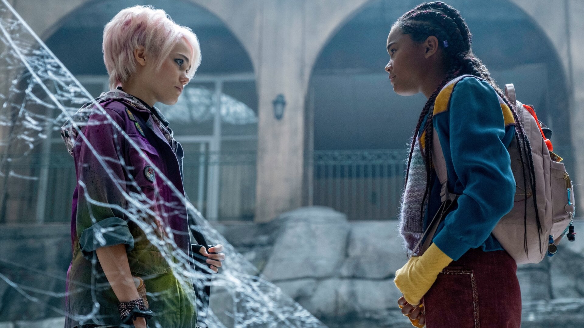 Liz (Oona Laurence) and Kelly (Tamara Smart) prepare to bust some Halloween invaders.