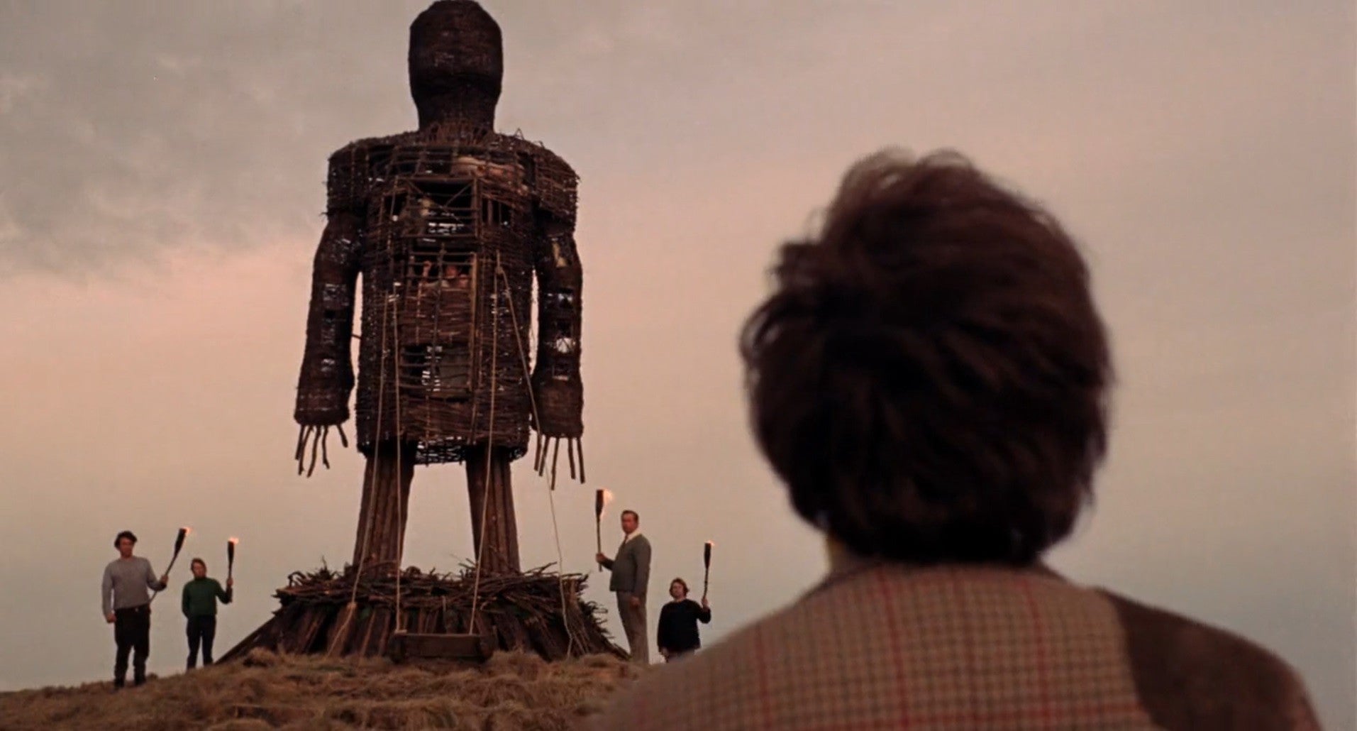 Looking over the titular Wicker Man.