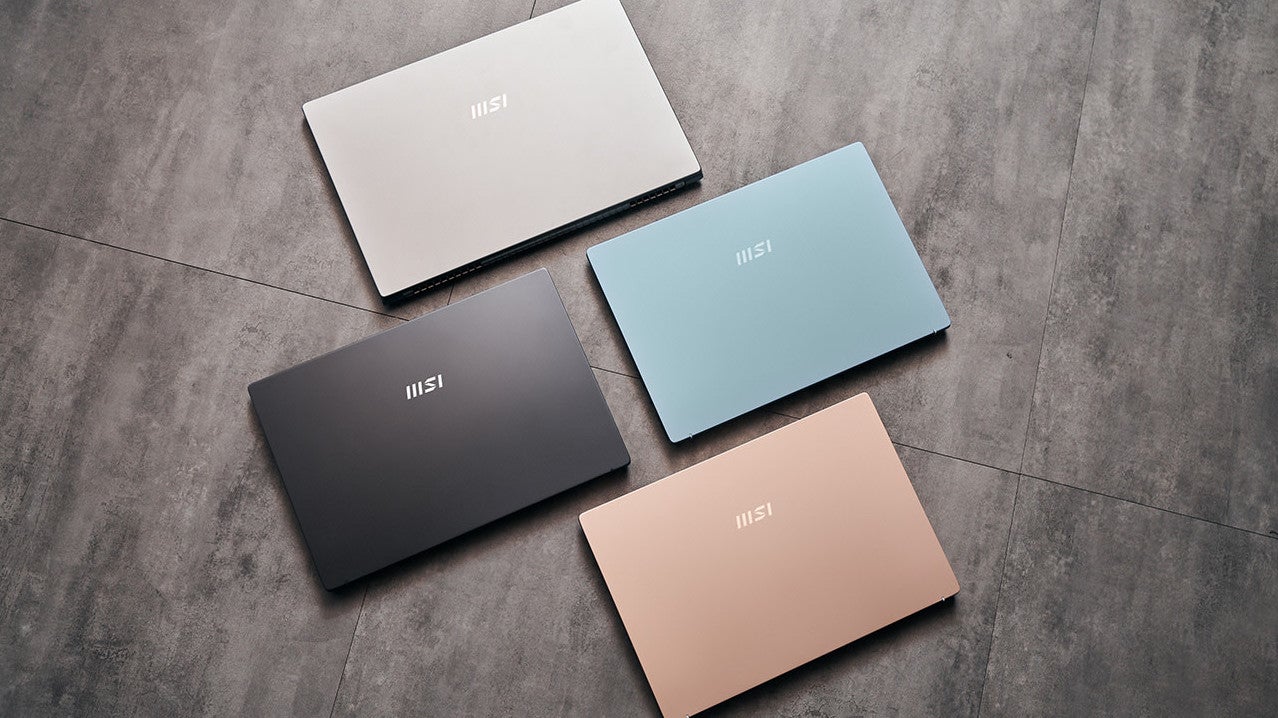 Aside from the new Prestige 14 Evo, the big addition to MSI’s Prestige and Modern lines are updated logos and a new range of colors. 