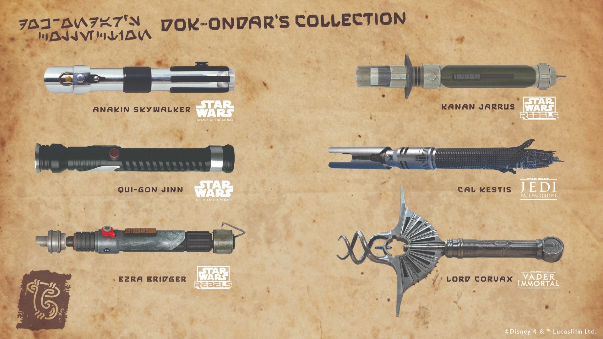 One of these will be the next Legacy Saber from Star Wars: Galaxy’s Edge.