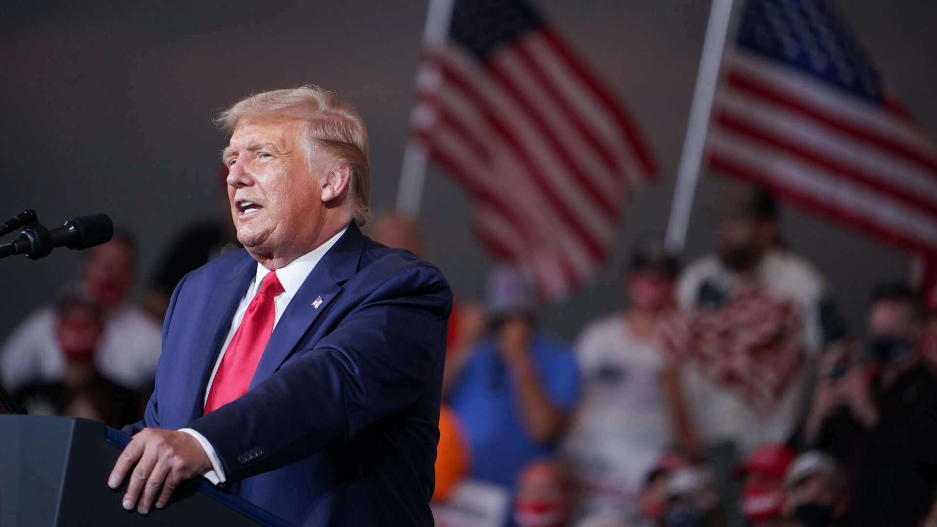 Donald Trump addresses supporters during a rally in Winston-Salem, North Carolina on September 8, 2020.
