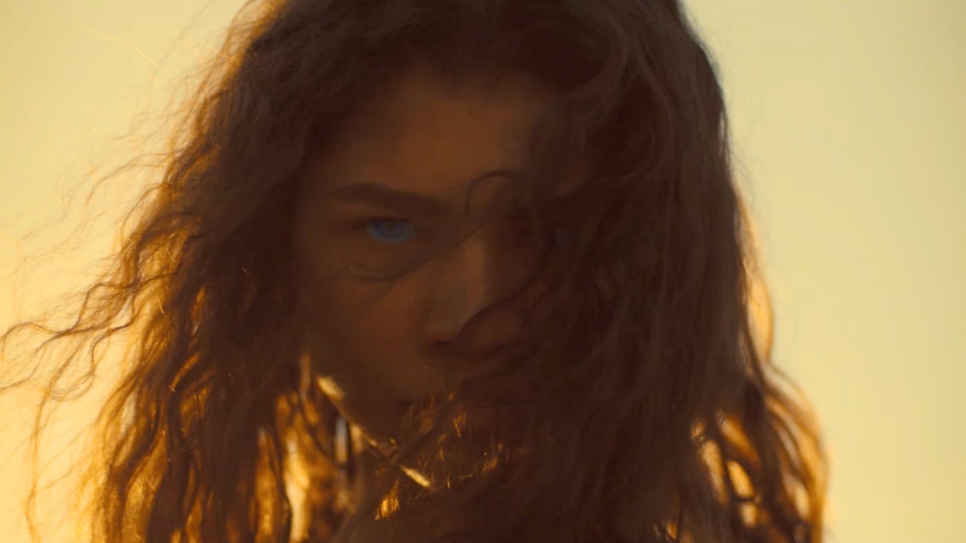 Chani (Zendaya) represents a world aflame in the first Dune trailer.