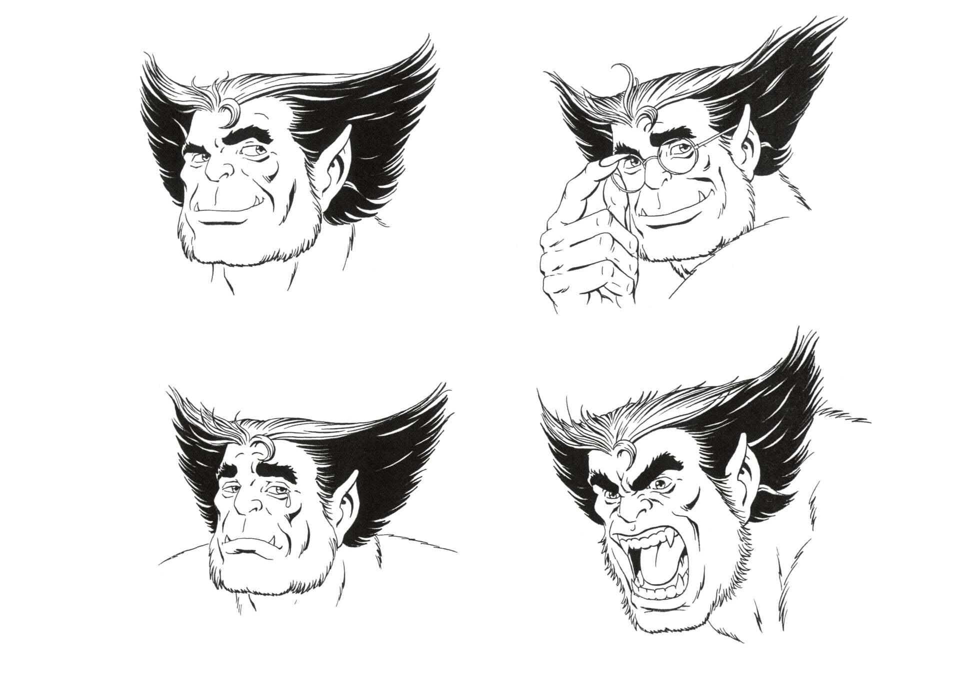 Beast attitude suggestions, four head poses.